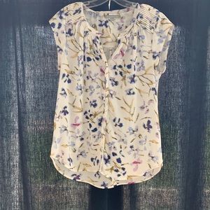 Watercolor abstract green, blue and purple top